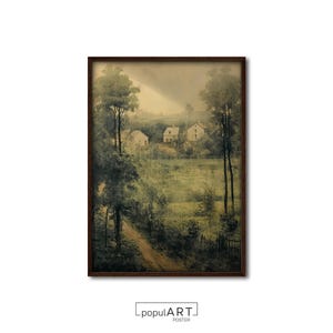 Country Oil Painting, Vintage Landscape Poster, Rustic Farmhouse, Summer Painting, Warm Vintage Print, Fine Art Print, Home Decor, GIFT IDEA