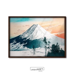 Japanese Wall Art, Fuji Mountain Print, Mountain Landscape Wall Art, Vintage Japanese Art Print, Classic Art, Winter Wall Art, GIFT IDEA