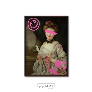 Altered Art, Eclectic Art, Vintage Portrait, Maximalist Art, Vintage Print, Funny Signs Poster, Bedroom Wall Art, OVERSIZE