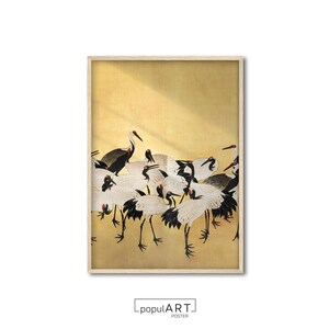 Bird Poster, Flock of Cranes Poster, Japanese Wall Art, Vintage Bird Wall Art, Wildlife Wall Art, Minimalist Bird Poster, Living Room Print