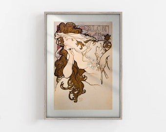 Alphonse Maria Mucha Art, Art Nouvea Poster, Feminine Wall Art, Vintage Poster, Giclee Poster, Living Room Wall Decor, High Quality Poster