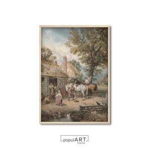Neutral Landscape Framed Wall Art, Antique Framed Wall Art, Framed Wall Art, Lakeside Painting, Housewarming Gift Idea, OVERSIZE