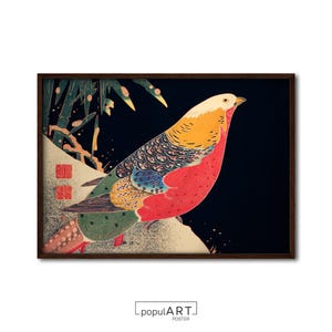 Impresión de pájaro, arte mural japonés, arte mural de pájaro vintage, póster de pájaro colorido, póster de pájaro minimalista, decoración de pared de dormitorio, impresión linda, GRAN TAMAÑO