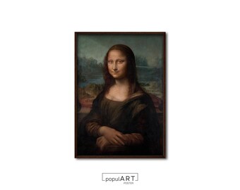 May include: A painting of a woman with long dark hair and a soft smile. She is wearing a dark dress and is set against a background of a landscape with water and trees.
