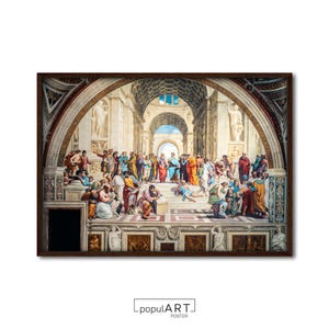 Raffaello “The School of Athens” Poster, Renaissance Painting, Classical Art Print, Vintage Home Decor, Antique Art, Oil Painting, OVERSIZE