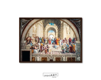 Raffaello “The School of Athens” Poster, Renaissance Painting, Classical Art Print, Vintage Home Decor, Antique Art, Oil Painting, OVERSIZE