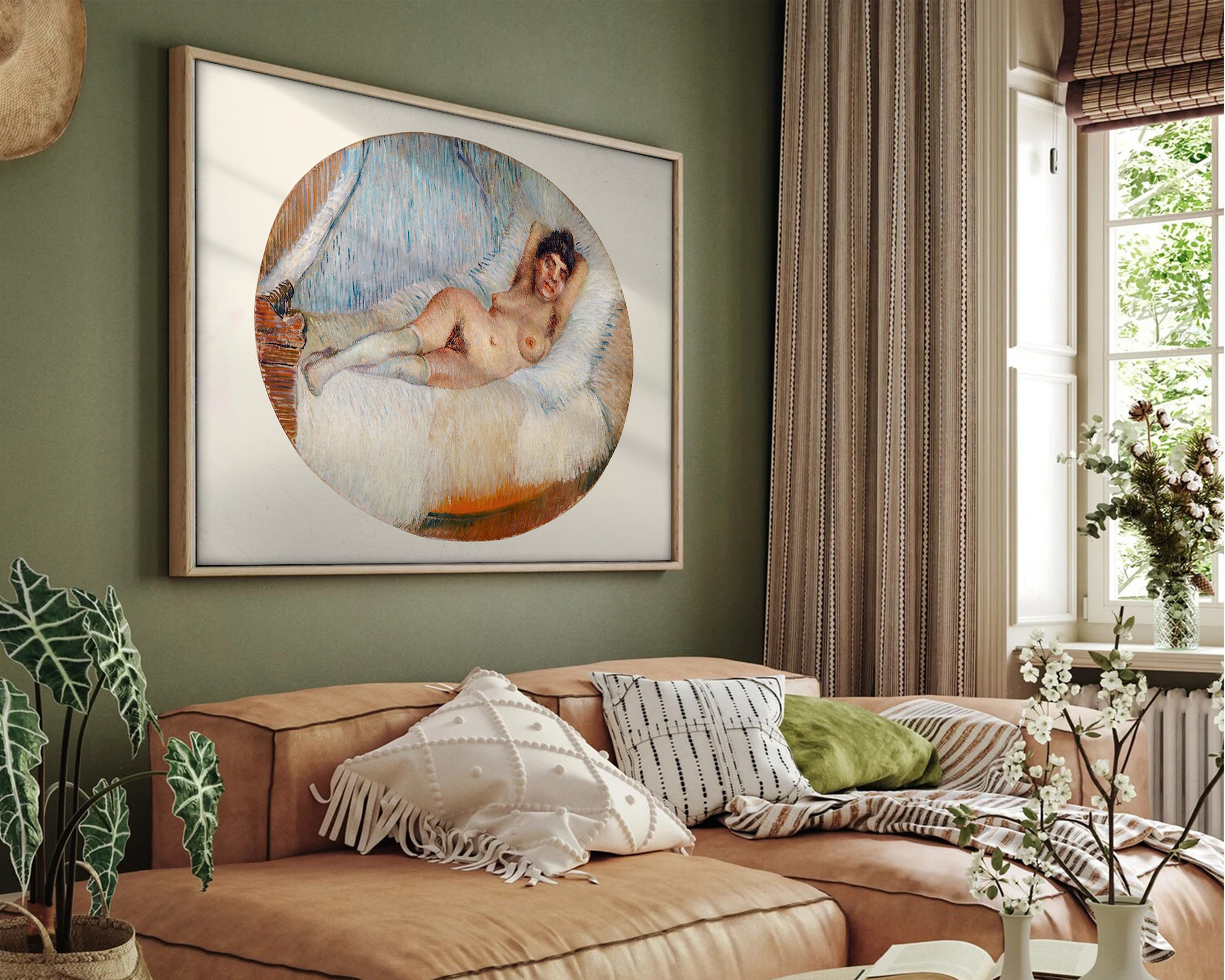 Van Gogh nude Woman on a Bed Art Print, Vintage Print, Impressionist