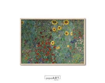 May include: A painting of a field of sunflowers with a variety of other flowers in shades of red, yellow, blue, and green.