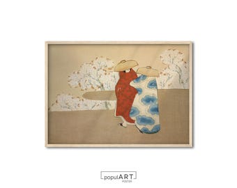 Japanese Poster, Vintage Japanese Art Print, Woodblock Print, Japanese Art Print, Feminine Wall Poster, Japanese Minimal Art, OVERSIZE