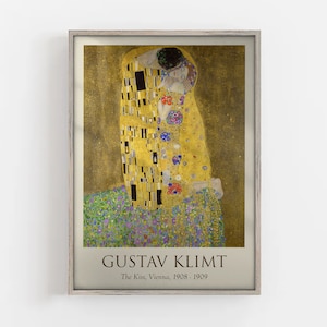 The Kiss by Gustav Klimt, Love Poster, Famous Artist Art, Exhibition Poster, Fine Art, Vintage Print, Art Nouveau, Gift Idea, Wall Art