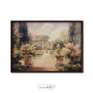 Flower Field Oil Painting Landscape Wall Art Print, Nature Large Wall Art, Rustic Wall Art, Vintage Landscape Painting, Room Decor, OVERSIZE
