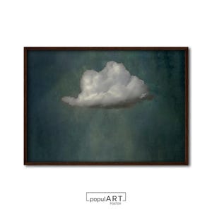 Vintage Moody Cloud Poster, Moody Sky Print, Minimalist Cloud Art, White Cloud Oil Painting, Aesthetic Print, Living Room Wall Art, OVERSIZE