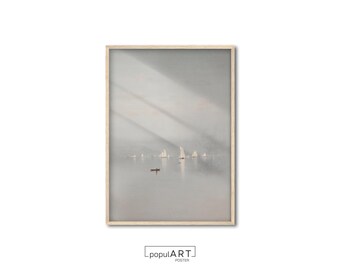 Sail Boat Wall Art, Vintage Sailboat Art Print, Seascape Wall Art, Sailboat Watercolor Print, Room Wall Art Print, High Quality Poster