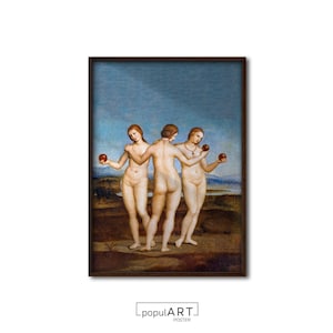 Raphael&#39;s &quot;Three Graces&quot; Art Print, Classic Wall Poster, Vintage Home Print, Office Decor, Reproduction Art, Antique Art Print, OVERSIZE