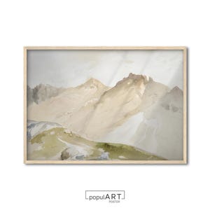 Dipinto ad acquerello di montagna, stampa di paesaggio ad acquerello, dipinto naturalistico nei toni della terra, decorazione da parete in stile fattoria, poster da parete di montagna, IDEA REGALO