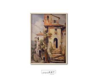 Arte de parede mediterrânea, gravuras do interior da Itália, gravura da Itália, gravura rústica, parede de galeria da Itália, gravura da Toscana, arte europeia, IDEIA DE PRESENTE