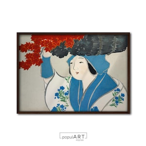 Japanese Woman Wall Art, Vintage Japanese Art Print, Woodblock Poster, Japanese Art Print, Japanese Minimal Art, Living Room Decor