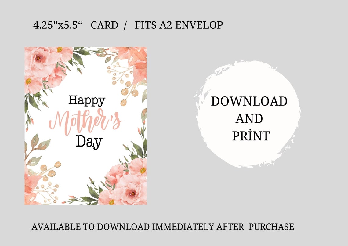 Mothers Day Card Printable, Happy Mother's Day Card, Printable Mother's ...