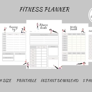 Fitness, Diet &amp; Health Planner Inserts Bundle,printable Health and ...