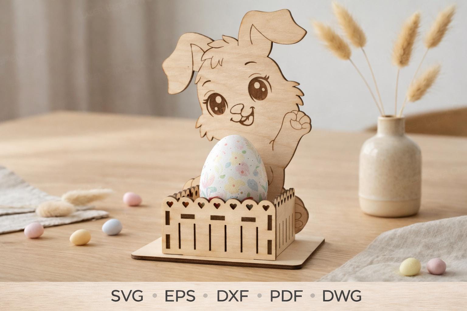 Easter Egg Holder SVG Bundle | Bunny & Lamb Laser Cut Files | Wooden ...
