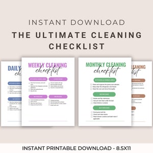 Cleaning Checklist | Cleaning Schedule | Cleaning Planner | Cleaning Printable | Weekly Cleaning | Cleaning List | Family Chore Chart