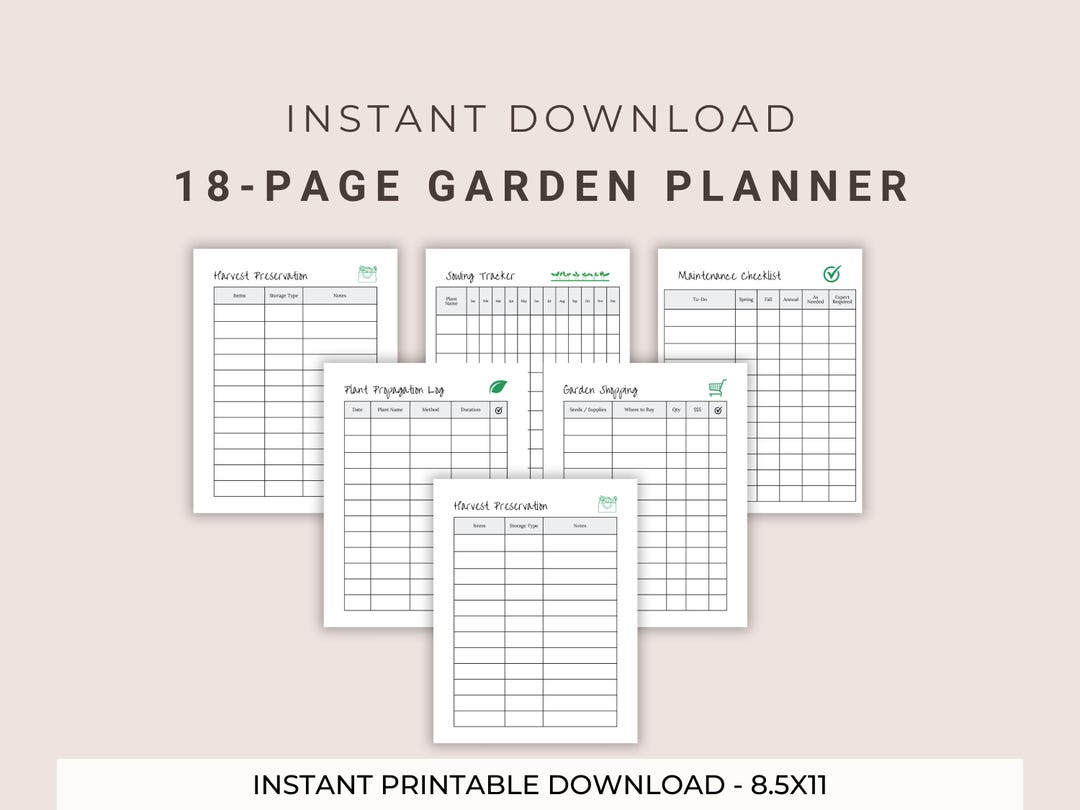 18-page Printable Garden Planner | Gardening Journal, Plant Tracker ...