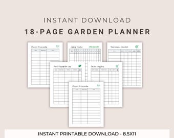 18-Page Printable Garden Planner | Gardening Journal, Plant Tracker, Seed Organizer, Garden Layout Planner