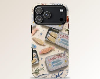 Sardine Tin Phone Case, Mediterranean Fish Collage Cover For iPhone, Samsung