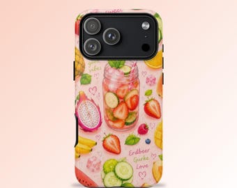 Summer Fruit Drink Phone Case, Strawberry Watermelon iPhone Samsung Cover