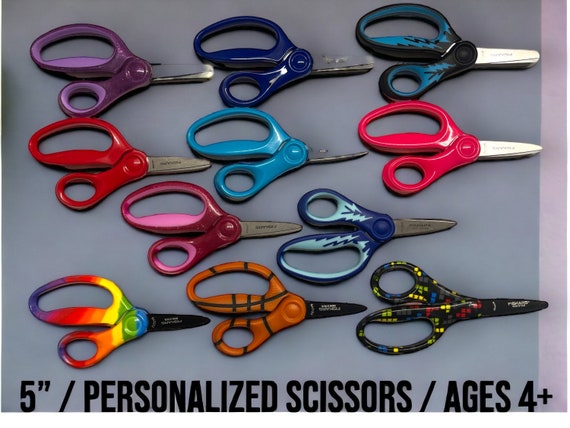 Personalizable Glitter 5in Kid Safe Blunt Tip Scissors, Kid School