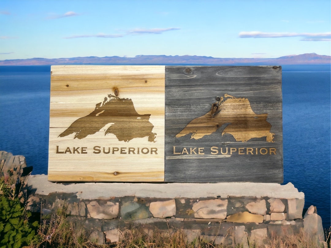 Lake Superior Gift, Lake Superior Printed Sign, Lake Superior Wedding Gift, Greywashed or