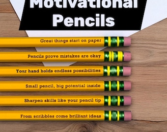 Engraved Motivational Pencils - Back to School - Positive Affirmation Pencils - Positive Saying Pencils - Mental Health Pencils - Gift Set