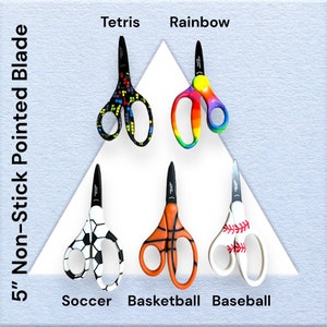 Back to School Supplies | Engraved 5" Kids Scissors | Children Scissors | Ages 4-7 | 19 Colors / 6 Fonts | Free Gifts | Teacher