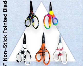 Personalized Scissors | 5" Kids Scissors | Children Scissors |Ages 4-7 | Blunt Tip | 14 Colors / 6 Fonts | Free Gift | Teacher Gift