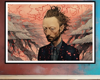Pop Art Portrait von Thom Yorke - Fine Art Poster Druck, Digital Art, Galerie Druck, Wandkunst, Dekoration, Geschenk