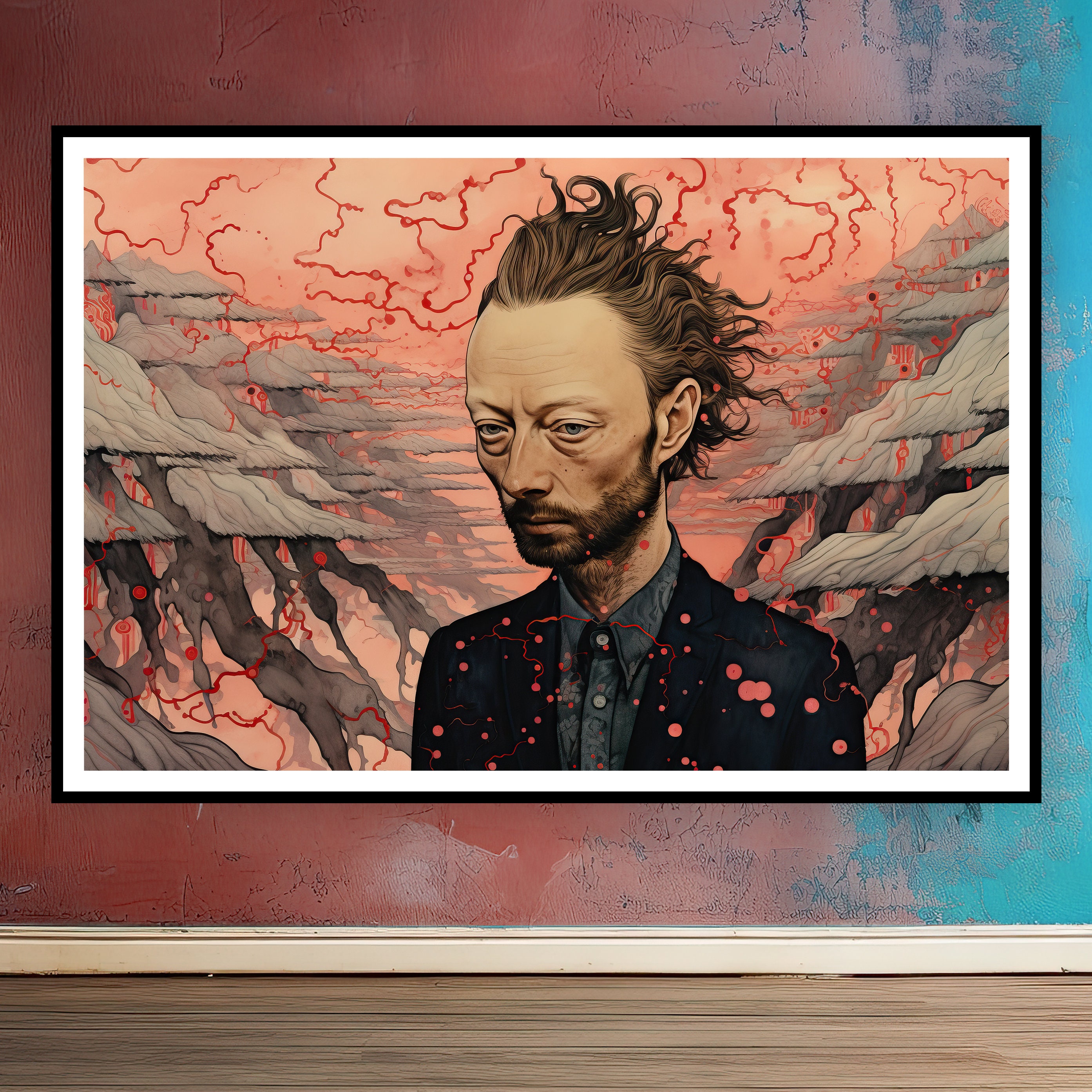 Pop Art Portrait of Thom Yorke Fine Art Poster Print, Digital Art ...