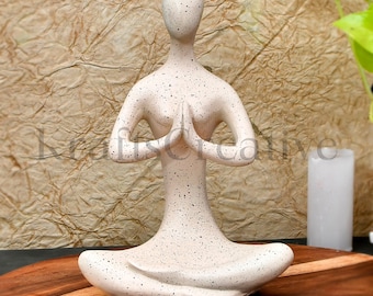 KraftsCreative Handmade Wooden Statue of a Person in a Meditation Pose