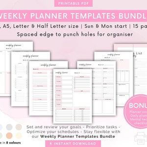 Digital Weekly Planner Templates Bundle | Weekly Planners Goodnotes, Notability | Digital Weekly Planners PDF | Printable PDF Weekly Planner