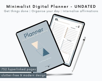 UNDATED Minimalist Digital Planner - PlanMindfulness | Portrait Digital Planner | Daily Planner | GoodNotes, Notability Planner