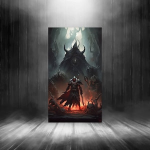 Dark Fantasy Art | Fire Knight Dark Elf | Digital Print | Instant Digital Download