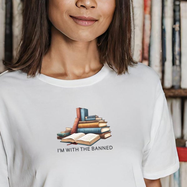 Sono con la maglietta del libro vietato, maglietta della biblioteca, maglietta del club del libro, regalo del topo di biblioteca, maglietta del bibliotecario, maglietta dell'amante dei libri, maglietta della ragazza che legge