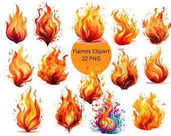 Flames Clipart, Fire PNG, PNG digital files on a transparent background, instant download