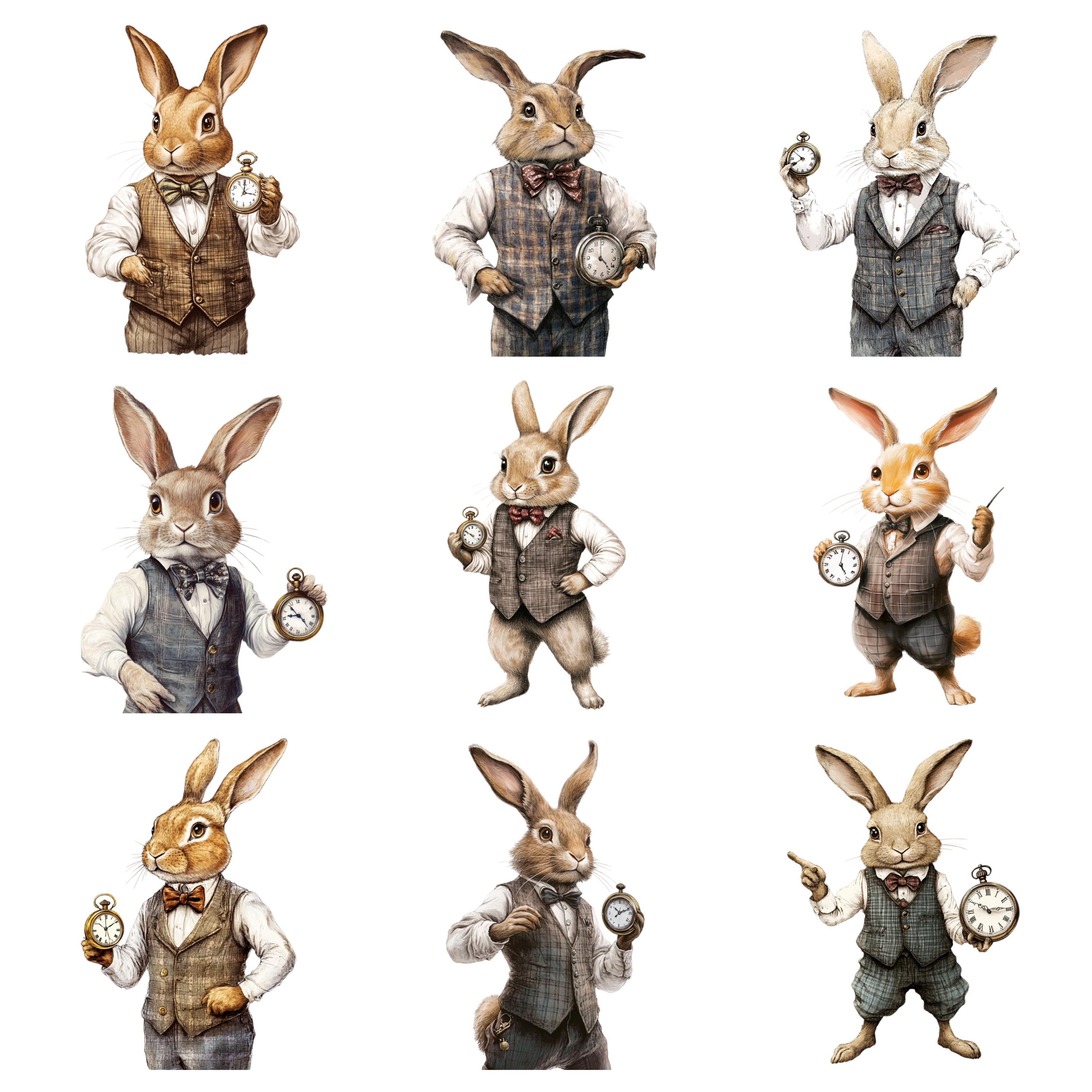 22 Gentleman Rabbits Watercolor Clipart, Animals Clipart, PNG ...