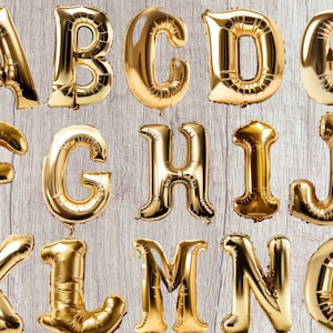 Goldfolienballon Alphabet Clip Art - digitaler sofortiger Download Grafiken im PNG-Format für kommerzielle Nutzung Feier und Party-Designs