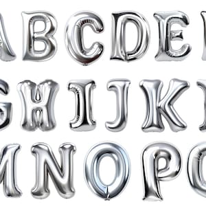 Silber Folienballon Alphabet Clip Art Grafiken im PNG-Format für die kommerzielle Nutzung sofortiger Download Hohe Auflösung, 12x12, kommerzielle Nutzung