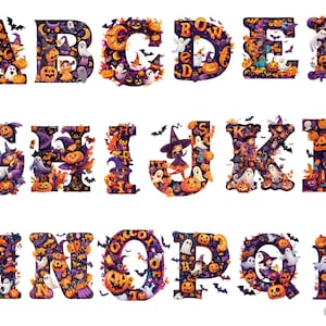 Halloween Kids Alphabet Acquerello Clipart, Clipart di Halloween, singole immagini PNG su sfondo trasparente, sublimazione