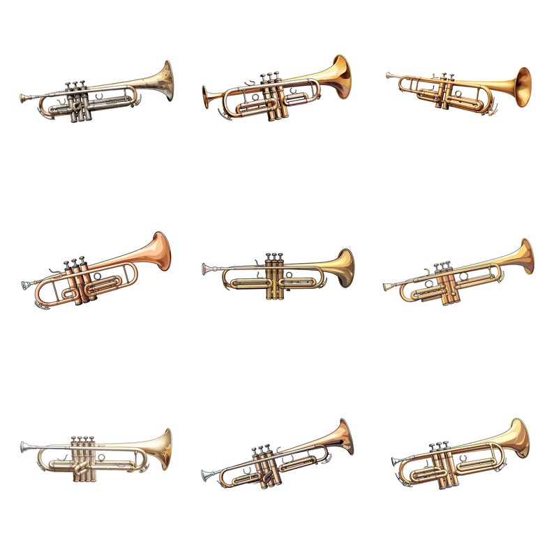 Trumpet Variations Trumpets Clipart, PNG Digital Files on Transparent Background ...