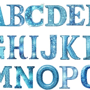 Blue glitter Alphabet Clipart ,  Alphabet, transparent background, high quality, clipart, 12x12, commercial use