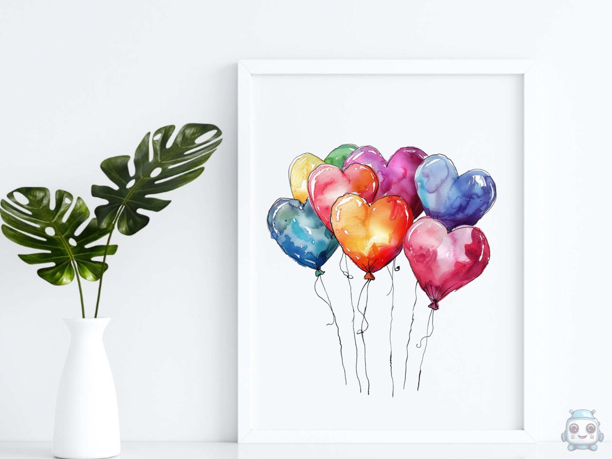 21 Valentine Balloons Watercolor Clipart, Valentines Day Clipart, PNG ...
