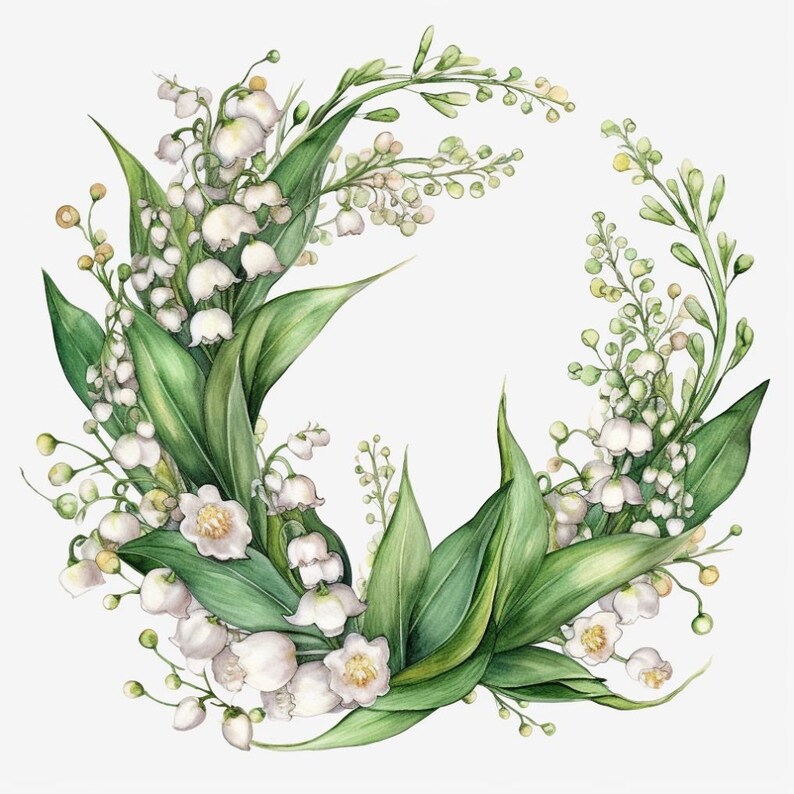 Lily of the Valley Clipart, Watercolor Flower Orchid Bouquets, Wedding ...